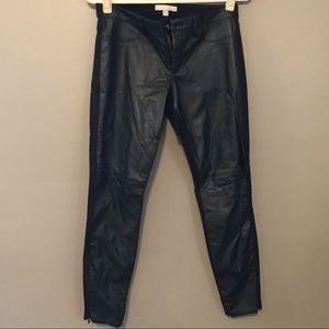 Black jeans with faux leather front